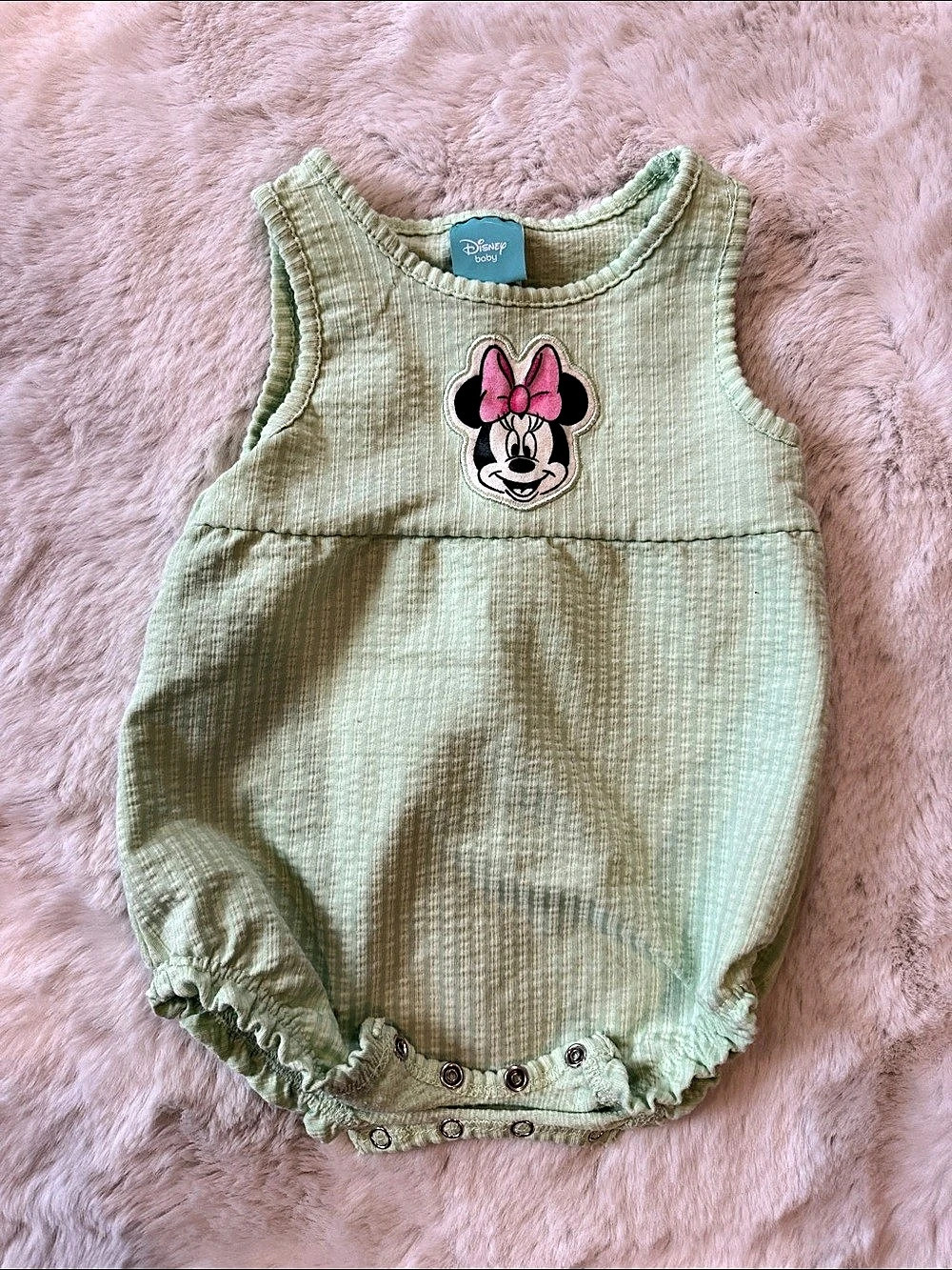 Disney Minnie Mouse Green Baby Bodysuit Like New
